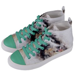 Dog Shetland Pet Art Abstract Women s Mid-top Canvas Sneakers by Celenk