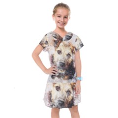 Dog Animal Pet Art Abstract Kids  Drop Waist Dress by Celenk
