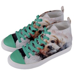 Dog Animal Pet Art Abstract Women s Mid-top Canvas Sneakers by Celenk