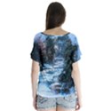 River Water Art Abstract Stones V-Neck Flutter Sleeve Top View2