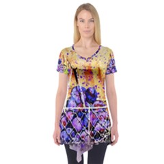 Fruit Plums Art Abstract Nature Short Sleeve Tunic  by Celenk