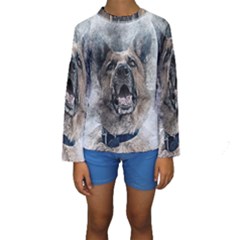 Dog Pet Art Abstract Vintage Kids  Long Sleeve Swimwear by Celenk