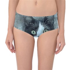 Cat Pet Art Abstract Vintage Mid-waist Bikini Bottoms by Celenk