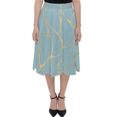 Mint,gold,marble,pattern Folding Skater Skirt by NouveauDesign