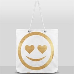 Gold Smiley Face Full Print Rope Handle Tote (large) by NouveauDesign