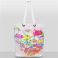 Umbrella Art Abstract Watercolor Full Print Rope Handle Tote (small) by Celenk