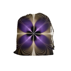 Fractal Glow Flowing Fantasy Drawstring Pouches (large)  by Celenk