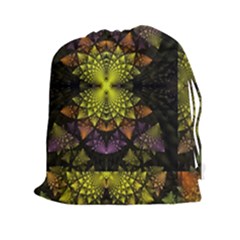 Fractal Multi Color Geometry Drawstring Pouches (xxl) by Celenk