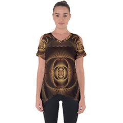 Fractal Copper Amber Abstract Cut Out Side Drop Tee by Celenk