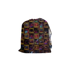 Kaleidoscope Pattern Abstract Art Drawstring Pouches (small)  by Celenk