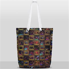 Kaleidoscope Pattern Abstract Art Full Print Rope Handle Tote (small) by Celenk