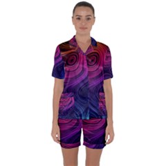 Abstract Pattern Art Wallpaper Satin Short Sleeve Pyjamas Set by Celenk