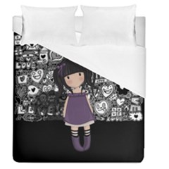 Dolly Girl In Purple Duvet Cover (queen Size) by Valentinaart