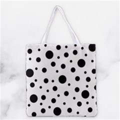 Black On White Polka Dot Pattern Grocery Tote Bag by LoolyElzayat