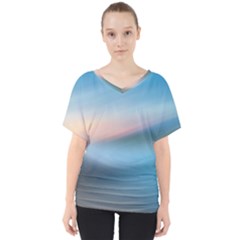 Wave Background Pattern Abstract Lines Light V-neck Dolman Drape Top by Celenk