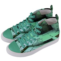 Futuristic Urban Architecture Women s Mid-top Canvas Sneakers by Celenk