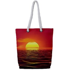 Sunset Ocean Nature Sea Landscape Full Print Rope Handle Tote (small) by Celenk