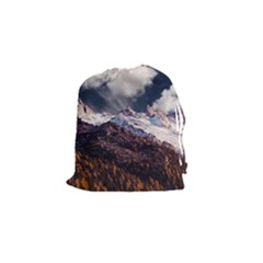 Mountain Sky Landscape Hill Rock Drawstring Pouches (small)  by Celenk