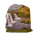 Nature Mountains Cliff Waterfall Drawstring Pouches (XXL) View2