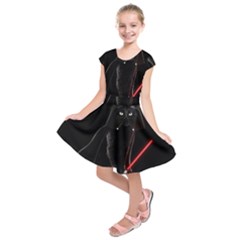 Darth Vader Cat Kids  Short Sleeve Dress by Valentinaart