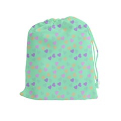 Minty Hearts Drawstring Pouches (extra Large) by snowwhitegirl
