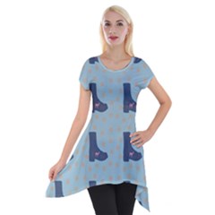 Deer Boots Teal Blue Short Sleeve Side Drop Tunic by snowwhitegirl