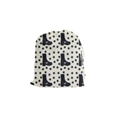 Deer Boots White Black Drawstring Pouches (small)  by snowwhitegirl
