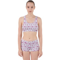 Winter Pink Hat White Heart Snow Work It Out Sports Bra Set by snowwhitegirl