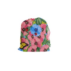 Floral Scene Drawstring Pouches (small)  by linceazul
