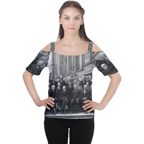 1927 Solvay Conference On Quantum Mechanics Cutout Shoulder Tee by thearts