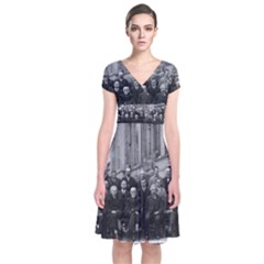 1927 Solvay Conference On Quantum Mechanics Short Sleeve Front Wrap Dress by thearts