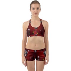 Funny, Cute Parrot With Butterflies Back Web Sports Bra Set by FantasyWorld7