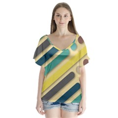 Background Vintage Desktop Color V-neck Flutter Sleeve Top by Nexatart