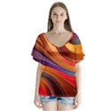 Abstract Colorful Background Wavy V-Neck Flutter Sleeve Top View1