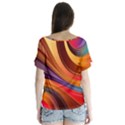 Abstract Colorful Background Wavy V-Neck Flutter Sleeve Top View2