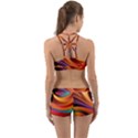 Abstract Colorful Background Wavy Back Web Sports Bra Set View2