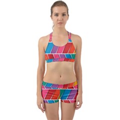 Abstract Background Colorful Back Web Sports Bra Set by Nexatart