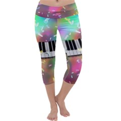 Piano Keys Music Colorful 3d Capri Yoga Leggings by Nexatart