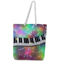 Piano Keys Music Colorful 3d Full Print Rope Handle Tote (large) by Nexatart