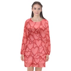 Background Hearts Love Long Sleeve Chiffon Shift Dress  by Nexatart
