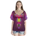 Abstract Bright Colorful Background V-Neck Flutter Sleeve Top View1