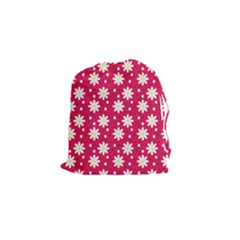Daisy Dots Light Red Drawstring Pouches (small)  by snowwhitegirl