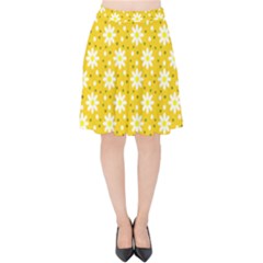Daisy Dots Yellow Velvet High Waist Skirt by snowwhitegirl