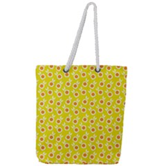 Square Flowers Yellow Full Print Rope Handle Tote (large) by snowwhitegirl