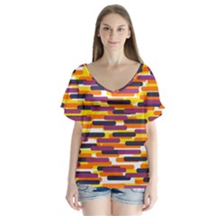 Fast Capsules 4 V-neck Flutter Sleeve Top by jumpercat