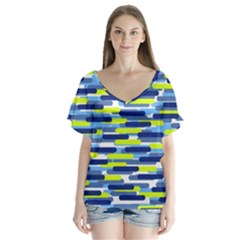 Fast Capsules 5 V-neck Flutter Sleeve Top by jumpercat
