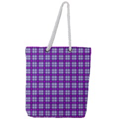 Purple Tartan Full Print Rope Handle Tote (large) by jumpercat