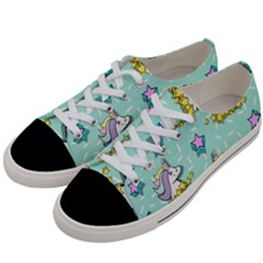 Magical Happy Unicorn And Stars Women s Low Top Canvas Sneakers by Bigfootshirtshop