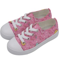 Unicorns Eating Ice Cream Pattern Kids  Low Top Canvas Sneakers by Bigfootshirtshop