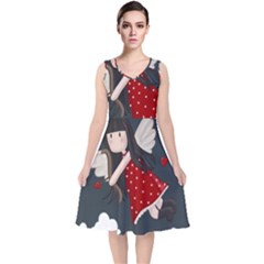 Cupid Girl V-neck Midi Sleeveless Dress  by Valentinaart